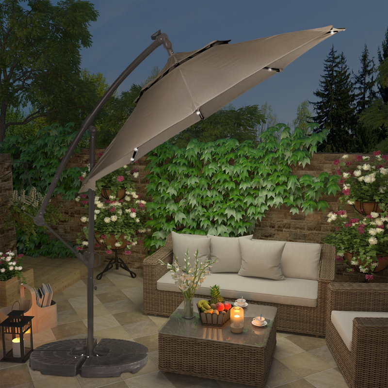 Direen 120-Inch Lighted Tilt Cantilever Patio Umbrella - Thumbnail 3