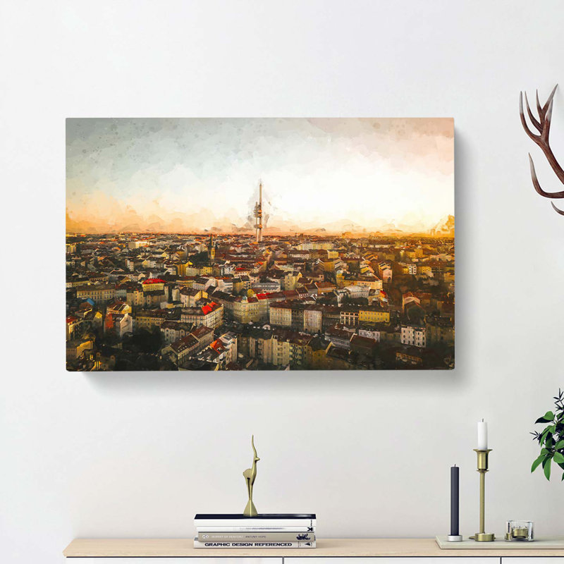 Skyline Of Prague In Abstract - Wrapped Canvas, 50cm H x 76cm W x 3cm D