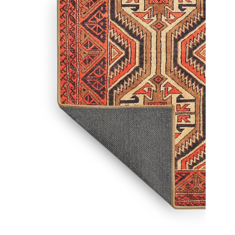 Tapis rouge / beige Southwestern, Rectangle 6 pi x 9 pi