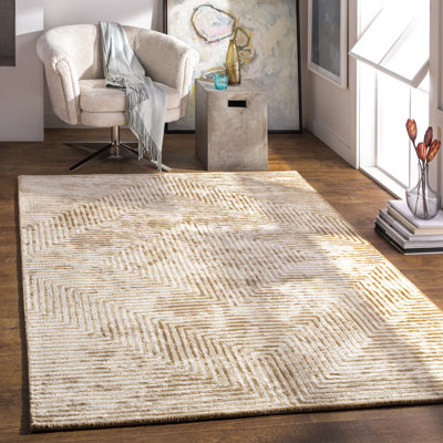 Tapis brun clair / beige touffeté à la main Plympt