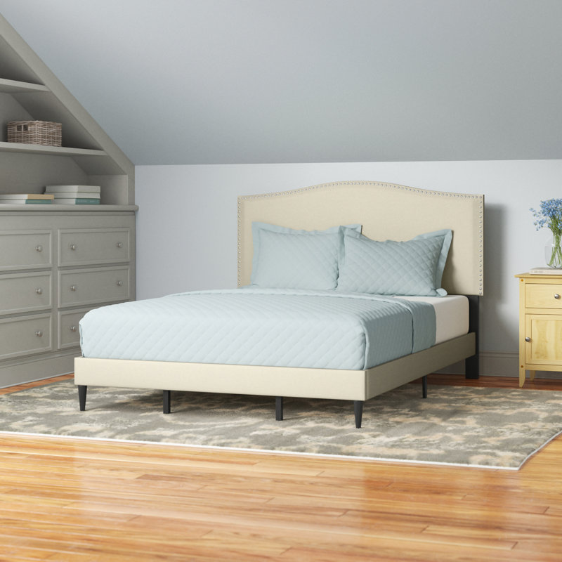 Salvaggio Upholstered Platform Bed, Queen, Beige