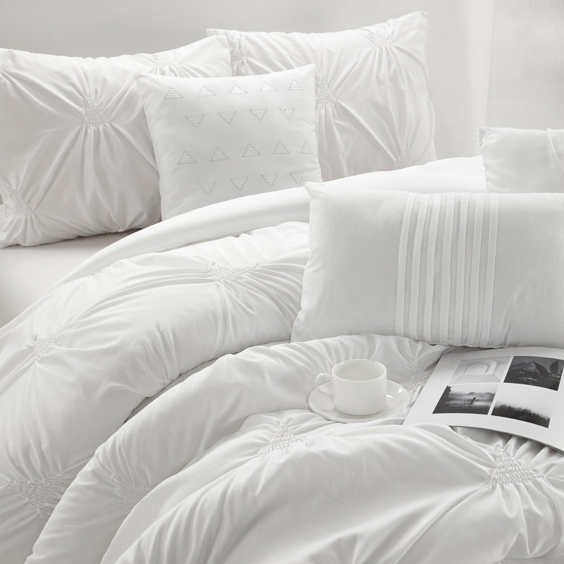 Nargiz Polyester Comforter Set, Queen Comforter + 6 Additional Pieces, Gray