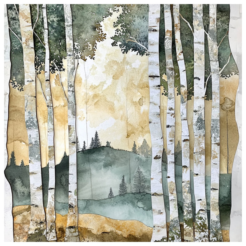 Birch Tree Forest Landscape Comforter, Twin Extra Long
