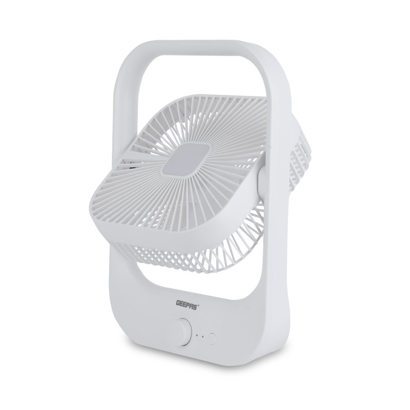 GEEPAS Silent Desk Cooling Fan | 3 Speed USB Rechargeable 1200mAh, 5-7h Runtime, LED Light, 180° Adjustable Mini Air Circulator for Bedroom, Office, Table Use
