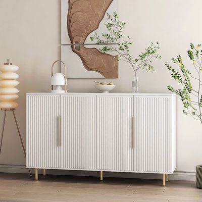 Modern Buffet Cabinet With Storage, Fluted Sideboard Large Buffet With Adjustable Shelves, Credenza, Accent Cabinet Console Table