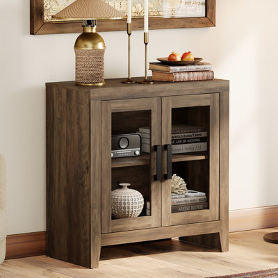 Sideboard Buffet Cabinet, Kitchen Sideboard Cabinet With Glass Door And Adjustable Shelf, Modern Farmhouse Credenza Wood Coffee Bar Table For Kitchen, Dining Room, Living Room