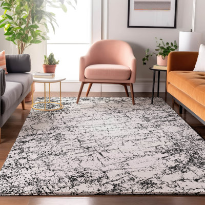 Premium Machine Washable Cerrito AMF606 Black Rug