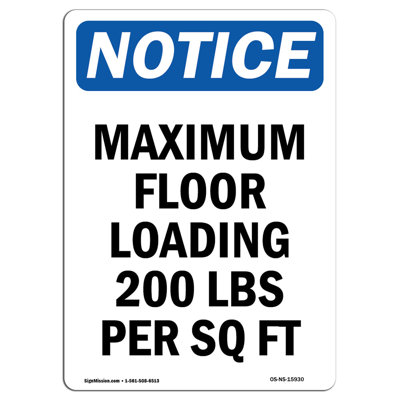 Osha Notice Maximum Floor Loading Sign