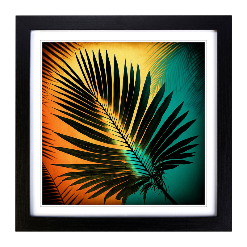 Palm Leaf Retro Art - Framed Print, Black