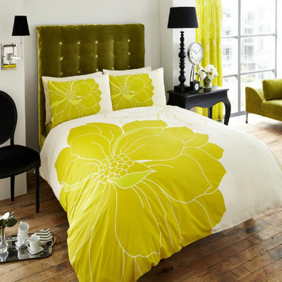 Enhaut Cream/Yellow Percale Duvet Cover Set