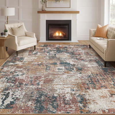 Abstract Modern Boho Area Rug Pet Friendly Washable Rug Non-Slip Low-Pile Rugs