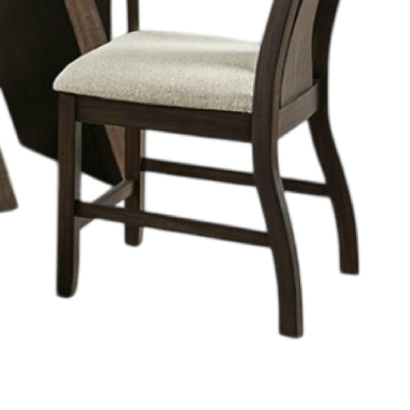 Ensemble de salle à manger 5 pièces Hols, table ronde à piédestal, 4 chaises coussinées, brun