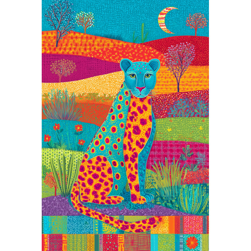 «Patchwork Leopard Night», art mural sur toile tendue, H 40 po x l 30 po x P 1,5 po
