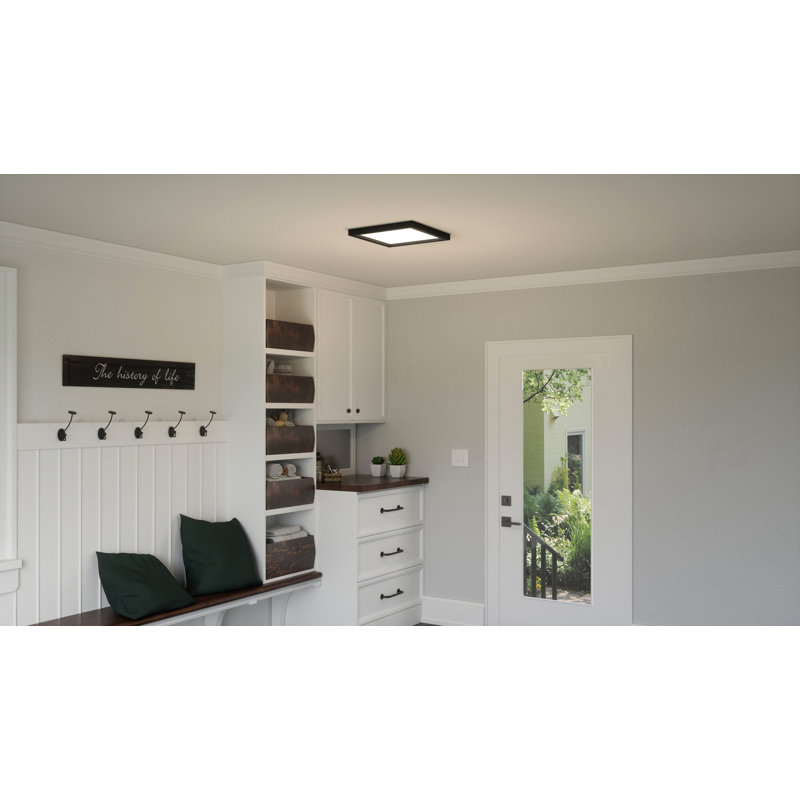 Quoizel LED Flush Mount, Earth Black, 1" H x 15" W x 15" D