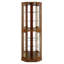 Vitrine de coin à 6 tablettes avec lumières, miroirs et tablettes réglables, noyer (ampoule E26 non incluse)-1447864698