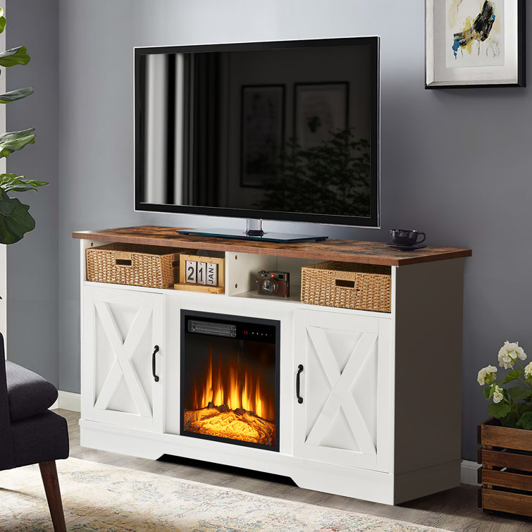 Gracie Oaks Trivette 58'' TV Stand for TVs up to 65'' with Electric  Fireplace and Adjustable Shelves u0026 Reviews | Wayfair