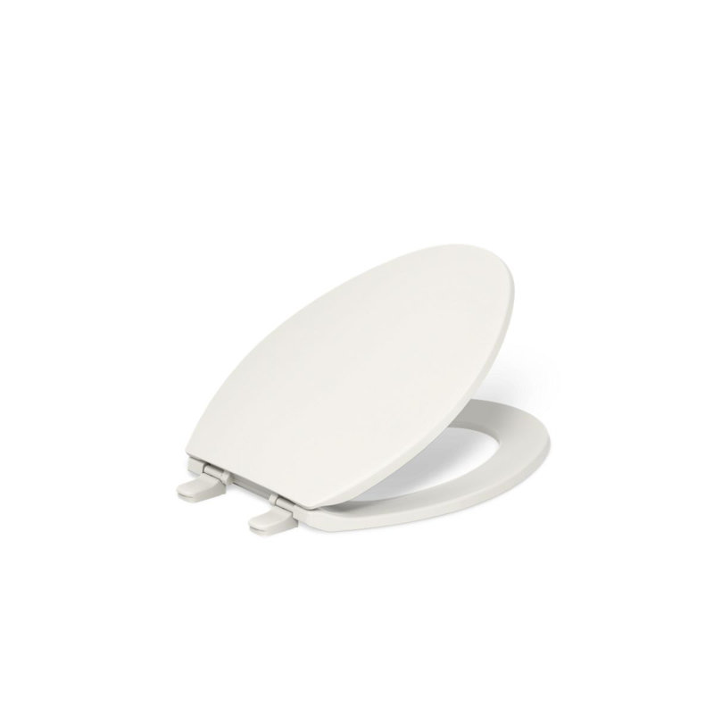 Kohler Brevia Quiet-Close Toilet Seat with Grip-Tight Bumpers and Quick-Attach Hardware, Biscuit, Elongated
