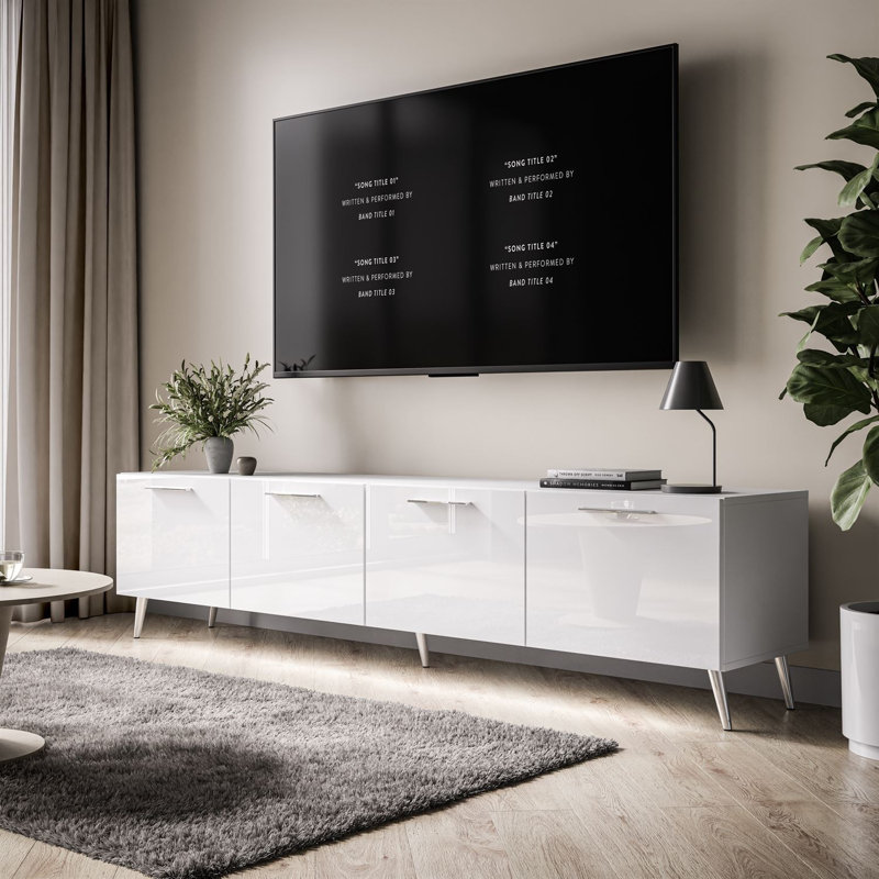 Unfinished TV Stand for TVs up to 58", White/Silver