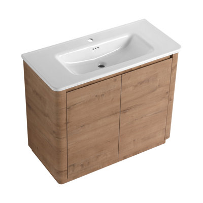 40-Inch Freestanding Modern Bathroom Vanity with Ceramic Sink and Soft-Close Doors