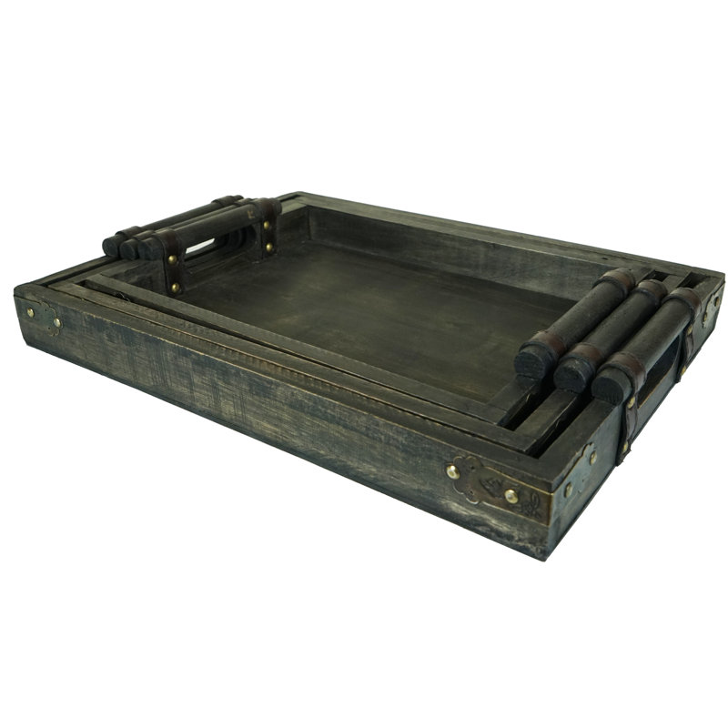Tara Solid Wood Tray - Set of 3
