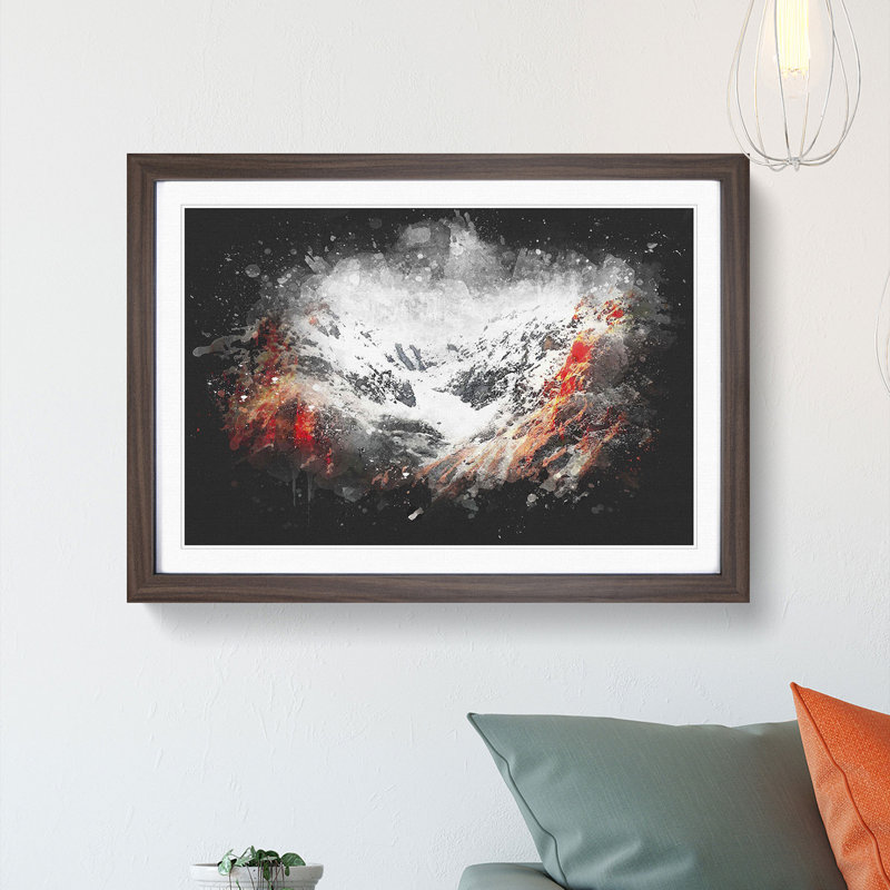Alpenglow upon the Mountains - Picture Frame Graphic Art Print, 45cm H x 63cm W x 2cm D, Walnut Framed