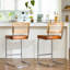 Tabourets de bar en rotin naturel avec dossier en bois massif, tabourets à hauteur de comptoir de style moderne Mid-Century de 24 pouces, tabouret Boho en similicuir brun pour comptoir de cuisine avec pieds en métal chromé-1991714476-2000225590