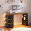 Computer Desk with LED Lights, Charging Ports, Drawers & Storage Shelves-1039817079