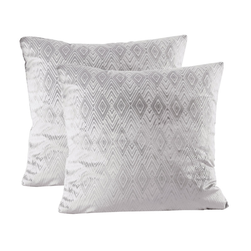 Ikat Velvet Euro Throw Pillow Covers, Silver