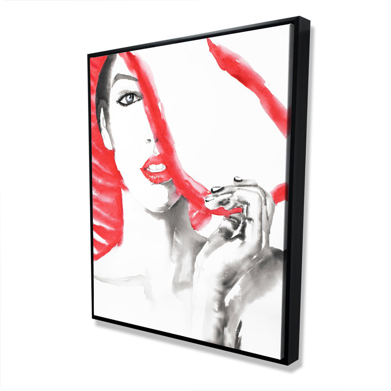 «Woman with Big Hat», art sur toile encadrée