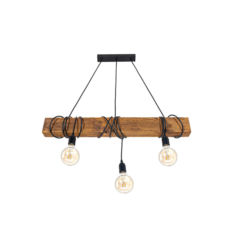 Kerley 3 - Light Kitchen Island Pendant, Rustic Satin Oak