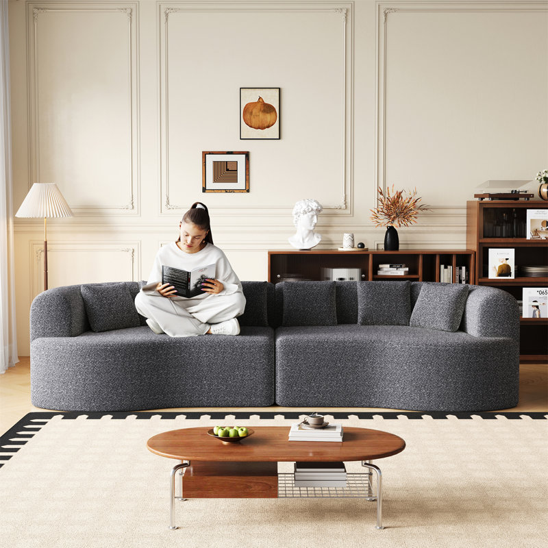 Canapé modulaire courbé, Gris chenille