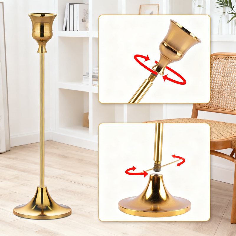 Ensemble de porte-bougies en alliage d'aluminium massif - Centre de table candélabre rétro avec base antidérapante pour un décor élégant