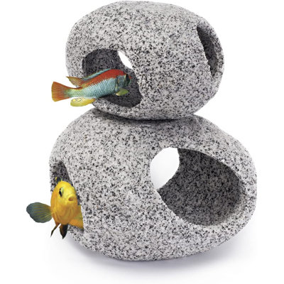 Granite Aquarium Ornament & Hideaway 2 Piece Set (Large & Extra Large) - Aquarium Accessory