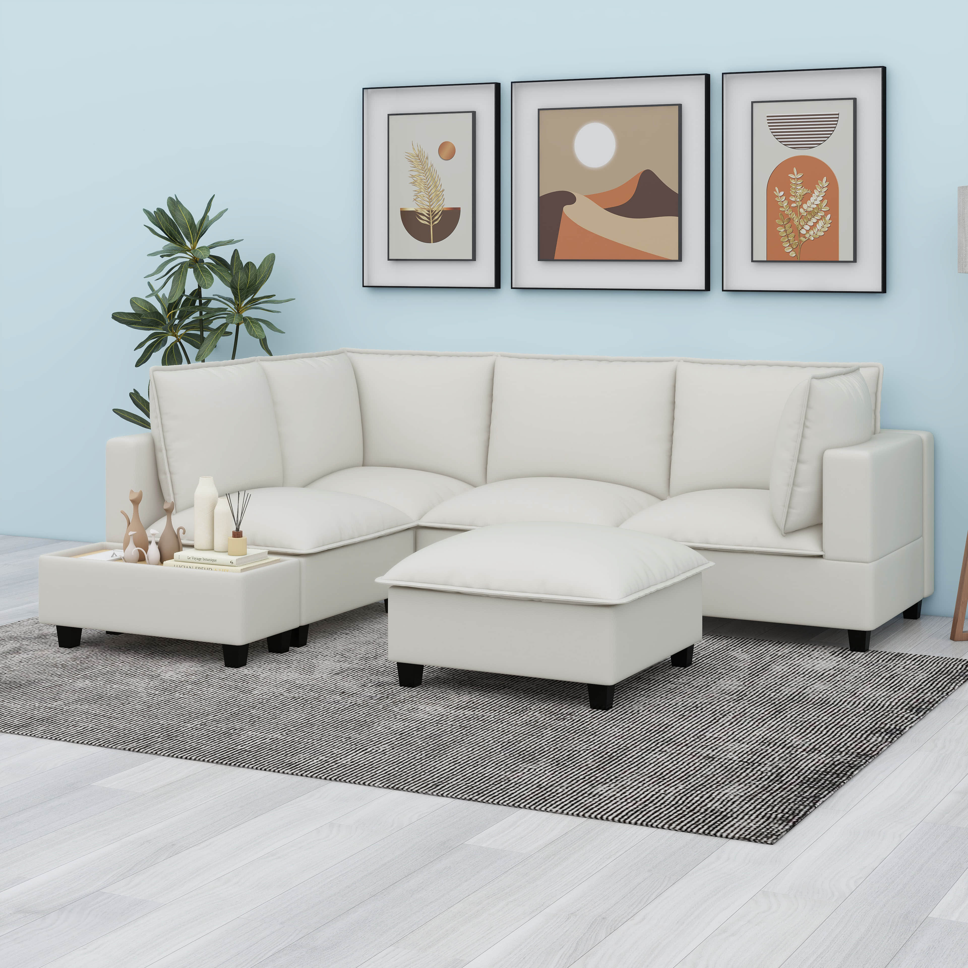 Latitude Run® U-Shaped Sectional Sofa Modular Sofa Couch With A Movable ...