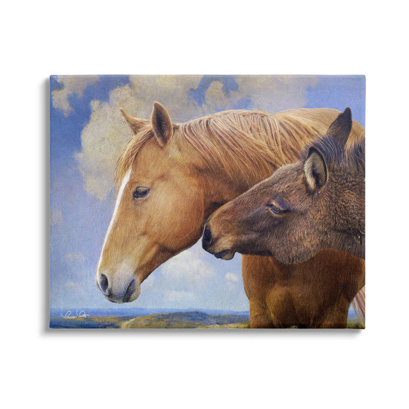 Farmhouse Horses Cuddle Nature Landscape Canvas Print, 20" x 16"