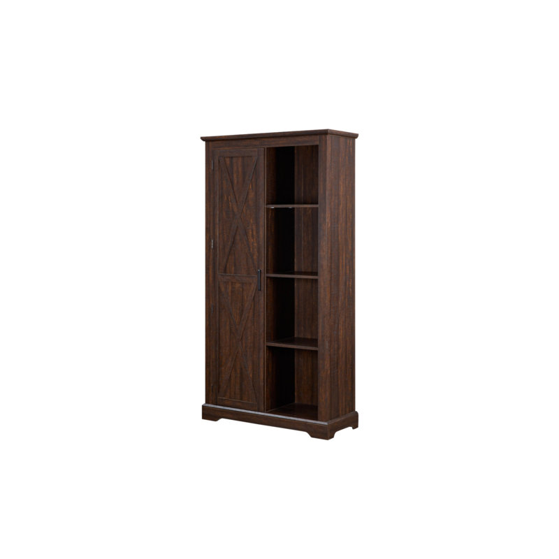 Grande armoire de rangement à porte de grange avec tablettes réglables pour un décor campagnard rustique et une organisation efficace