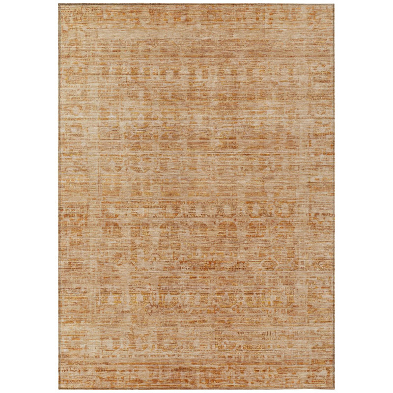 Tapis intérieur/extérieur lavable, motif abstrait corail et pêche, 90 x 150 cm