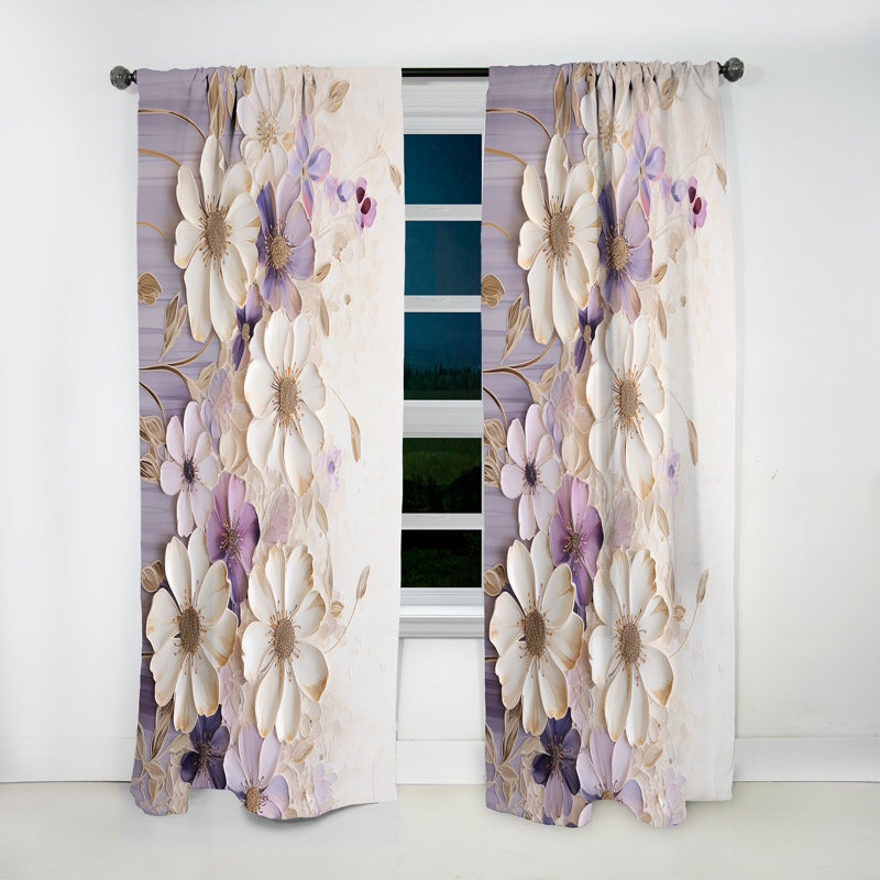 Ornements violets I beige et mauve - Rideau traditionnel - Velours obscurcissant - 1 panneau, L 52 po x L 90 po