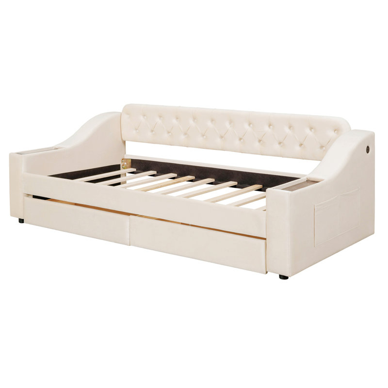 Jalend Upholstered Daybed, Beige