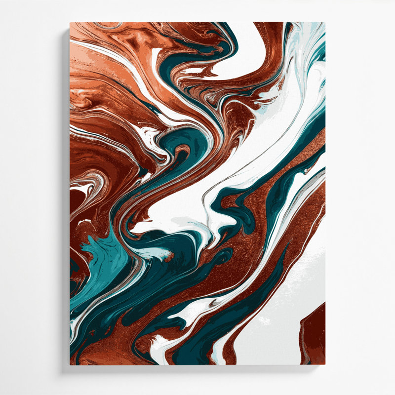 Abstrait art fluide sur toile noire 86, H 14 po x l 11 po