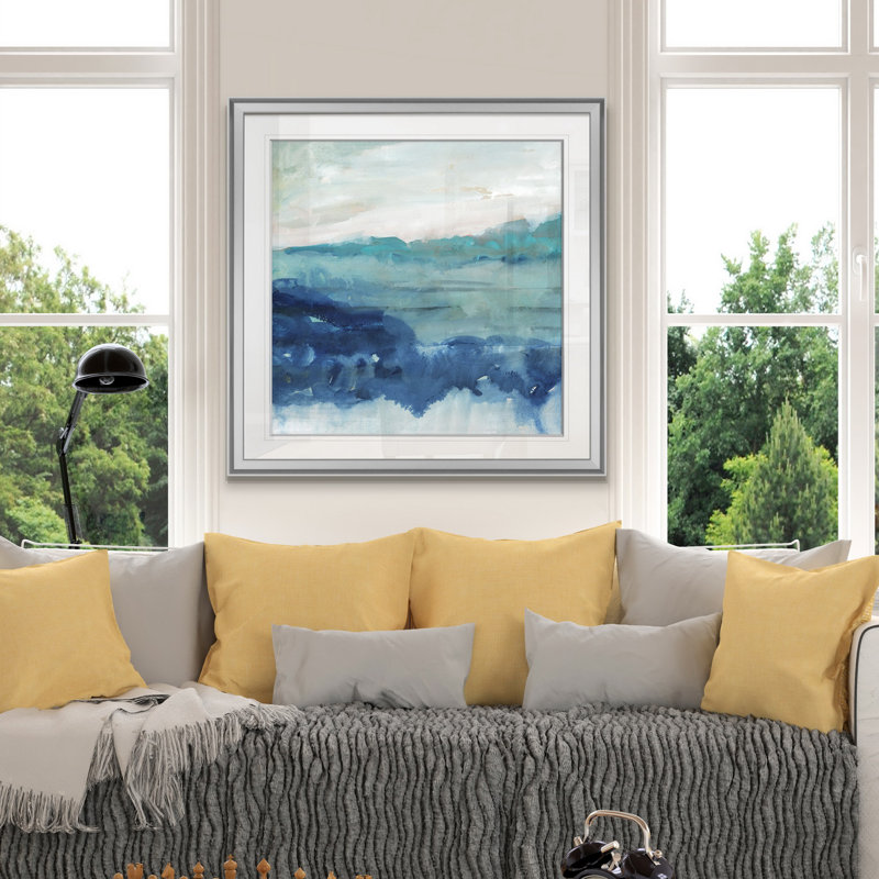 Anael " Sea Swell II ", 16" H x 16" W x 1.5" D, Silver Framed