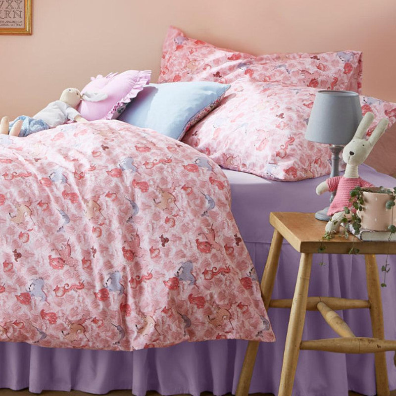 Pink 200 TC Reversible Duvet Cover Set, Double