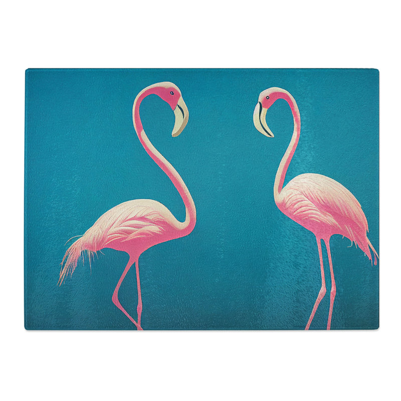 Dreamlike Flamingos  Glass Chopping Board
