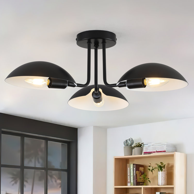 Plafonnier semi-encastré 3 lumières Spoutnik, Noir