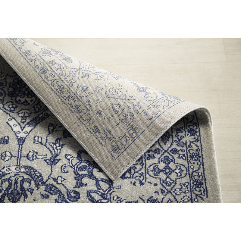 Tapis oriental bleu clair Dorothea, Tapis de couloir 2 pi 6 po x 6 pi