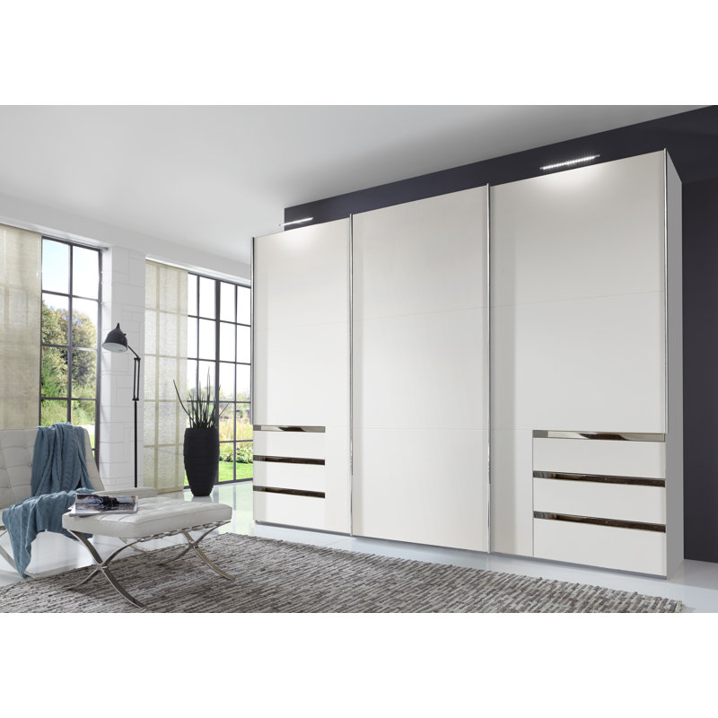 Jonestown 3 Door Manufactured Wood Wardrobe, 216cm H x 300cm W x 65cm D, White