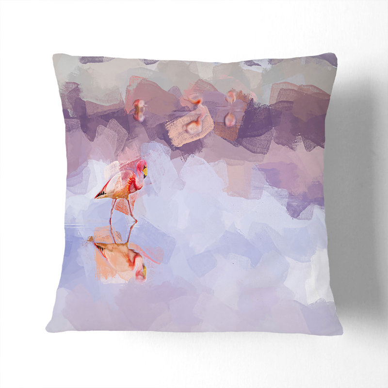 Flamingo Reflection in Abstract Cushion with Filling, 55cm H x 55cm W x 20cm D