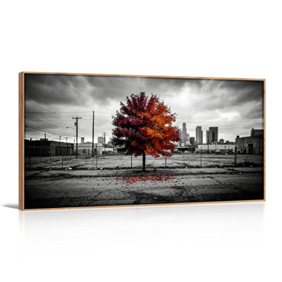 Ensemble de 1 tableau sur toile représentant un arbre coloré
