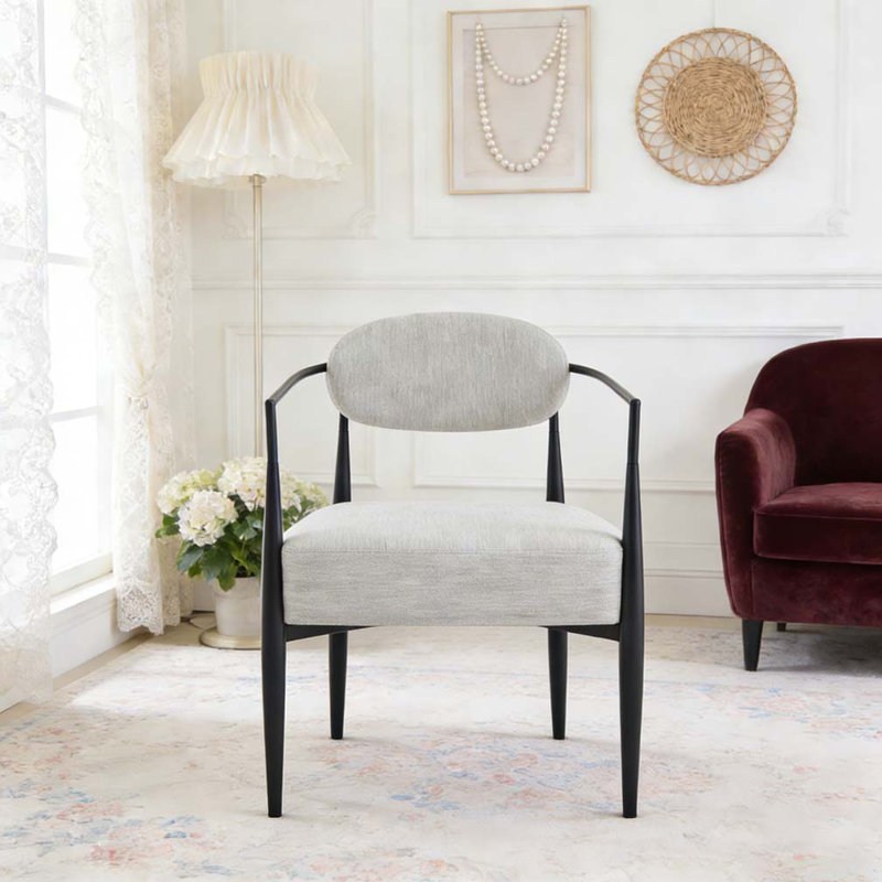 Fauteuil d'appoint moderne rembourré, Beige, noir