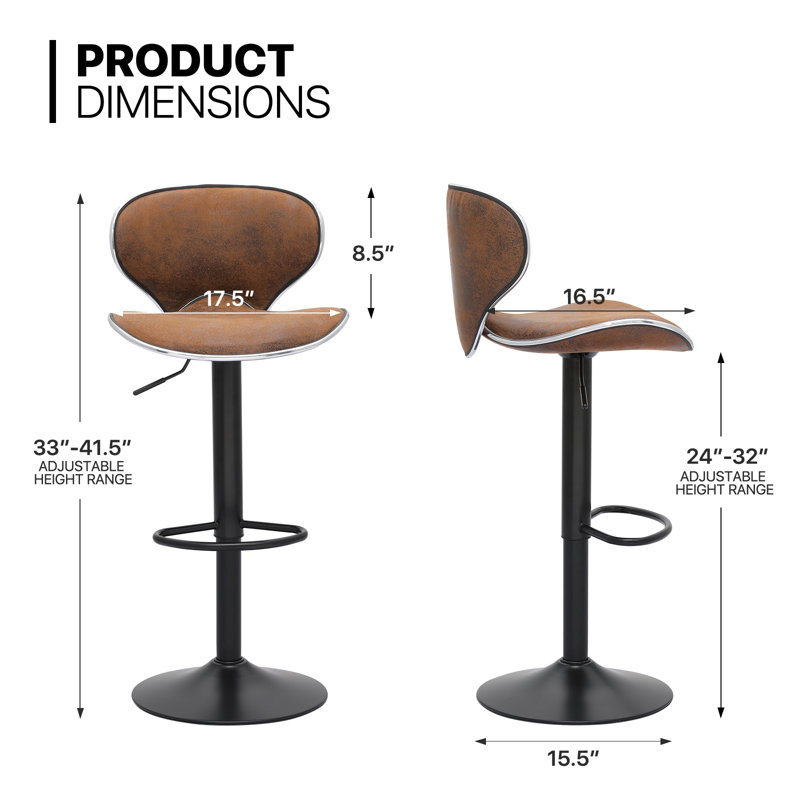 Tabourets de bar réglables à hauteur de comptoir et tabourets pivotants avec repose-pieds pour îlot de cuisine, 2